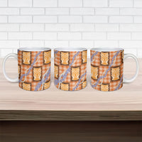 Aloha Hawaii Tiki Palaka Motifs Ceramic Mug Honohono Lei Orange Elegant Vibes LT14 - Polynesian Pride