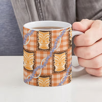 Aloha Hawaii Tiki Palaka Motifs Ceramic Mug Honohono Lei Orange Elegant Vibes LT14 - Polynesian Pride