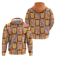 Aloha Hawaii Tiki Palaka Motifs Hoodie Honohono Lei Orange Elegant Vibes