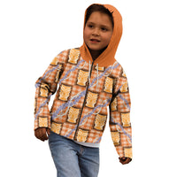 Aloha Hawaii Tiki Palaka Motifs Kid Hoodie Honohono Lei Orange Elegant Vibes