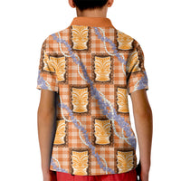Aloha Hawaii Tiki Palaka Motifs Kid Polo Shirt Honohono Lei Orange Elegant Vibes