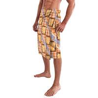 Aloha Hawaii Tiki Palaka Motifs Lavalava Honohono Lei Orange Elegant Vibes LT14 - Polynesian Pride