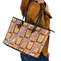 Aloha Hawaii Tiki Palaka Motifs Leather Tote Bag Honohono Lei Orange Elegant Vibes