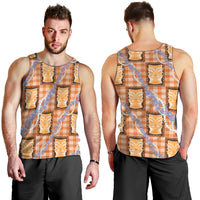 Aloha Hawaii Tiki Palaka Motifs Men Tank Top Honohono Lei Orange Elegant Vibes