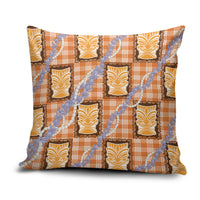 Aloha Hawaii Tiki Palaka Motifs Pillow Cover Honohono Lei Orange Elegant Vibes