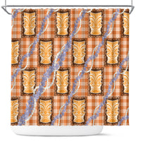 Aloha Hawaii Tiki Palaka Motifs Shower Curtain Honohono Lei Orange Elegant Vibes