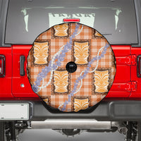 Aloha Hawaii Tiki Palaka Motifs Spare Tire Cover Honohono Lei Orange Elegant Vibes