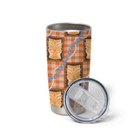 Aloha Hawaii Tiki Palaka Motifs Tumbler Cup Honohono Lei Orange Elegant Vibes
