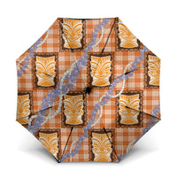Aloha Hawaii Tiki Palaka Motifs Umbrella Honohono Lei Orange Elegant Vibes