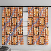Aloha Hawaii Tiki Palaka Motifs Window Curtain Honohono Lei Orange Elegant Vibes