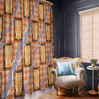 Aloha Hawaii Tiki Palaka Motifs Window Curtain Honohono Lei Orange Elegant Vibes