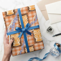 Aloha Hawaii Tiki Palaka Motifs Wrapping Paper Honohono Lei Orange Elegant Vibes