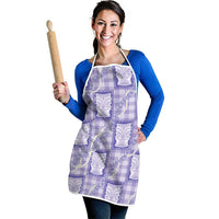 Aloha Hawaii Tiki Palaka Motifs Apron Honohono Lei Purple Elegant Vibes