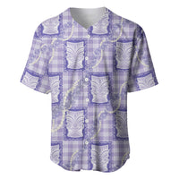 Aloha Hawaii Tiki Palaka Motifs Baseball Jersey Honohono Lei Purple Elegant Vibes