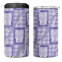 Aloha Hawaii Tiki Palaka Motifs 4 in 1 Can Cooler Tumbler Honohono Lei Purple Elegant Vibes