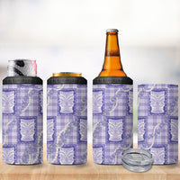 Aloha Hawaii Tiki Palaka Motifs 4 in 1 Can Cooler Tumbler Honohono Lei Purple Elegant Vibes