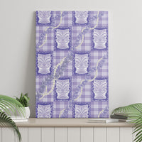 Aloha Hawaii Tiki Palaka Motifs Canvas Wall Art Honohono Lei Purple Elegant Vibes