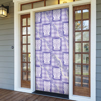 Aloha Hawaii Tiki Palaka Motifs Door Cover Honohono Lei Purple Elegant Vibes