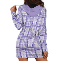 Aloha Hawaii Tiki Palaka Motifs Hoodie Dress Honohono Lei Purple Elegant Vibes