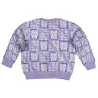 Aloha Hawaii Tiki Palaka Motifs Kid Ugly Christmas Sweater Honohono Lei Purple Elegant Vibes LT14 - Polynesian Pride