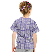 Aloha Hawaii Tiki Palaka Motifs Kid T Shirt Honohono Lei Purple Elegant Vibes