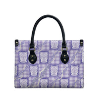 Aloha Hawaii Tiki Palaka Motifs Leather Bag Honohono Lei Purple Elegant Vibes