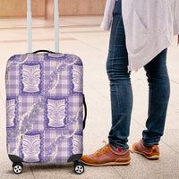 Aloha Hawaii Tiki Palaka Motifs Luggage Cover Honohono Lei Purple Elegant Vibes