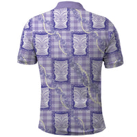 Aloha Hawaii Tiki Palaka Motifs Polo Shirt Honohono Lei Purple Elegant Vibes