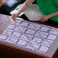 Aloha Hawaii Tiki Palaka Motifs Puzzle Honohono Lei Purple Elegant Vibes