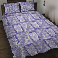 Aloha Hawaii Tiki Palaka Motifs Quilt Bed Set Honohono Lei Purple Elegant Vibes