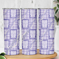 Aloha Hawaii Tiki Palaka Motifs Skinny Tumbler Honohono Lei Purple Elegant Vibes