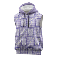 Aloha Hawaii Tiki Palaka Motifs Sleeveless Hoodie Honohono Lei Purple Elegant Vibes