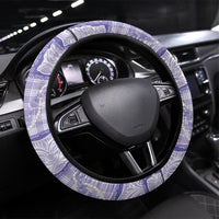 Aloha Hawaii Tiki Palaka Motifs Steering Wheel Cover Honohono Lei Purple Elegant Vibes