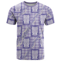 Aloha Hawaii Tiki Palaka Motifs T Shirt Honohono Lei Purple Elegant Vibes