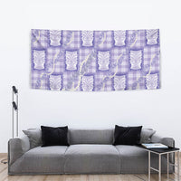 Aloha Hawaii Tiki Palaka Motifs Tapestry Honohono Lei Purple Elegant Vibes