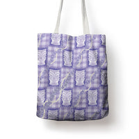 Aloha Hawaii Tiki Palaka Motifs Tote Bag Honohono Lei Purple Elegant Vibes