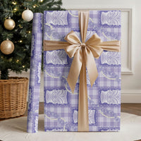 Aloha Hawaii Tiki Palaka Motifs Wrapping Paper Honohono Lei Purple Elegant Vibes