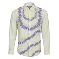 Hawaii Honohono Palaka Motifs Family Matching Off The Shoulder Long Sleeve Dress and Hawaiian Shirt Hawaiian Orchid Lei