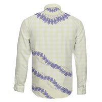 Hawaii Honohono Palaka Motifs Family Matching Off The Shoulder Long Sleeve Dress and Hawaiian Shirt Hawaiian Orchid Lei