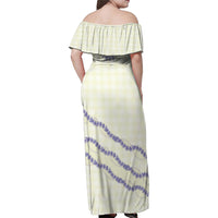 Hawaii Honohono Palaka Motifs Family Matching Off Shoulder Maxi Dress and Hawaiian Shirt Hawaiian Orchid Lei