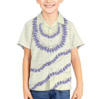 Hawaii Honohono Palaka Motifs Family Matching Off Shoulder Maxi Dress and Hawaiian Shirt Hawaiian Orchid Lei