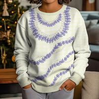 Hawaii Honohono Palaka Motifs Kid Ugly Christmas Sweater Hawaiian Orchid Lei LT14 - Polynesian Pride