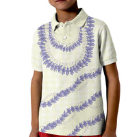 Hawaii Honohono Palaka Motifs Kid Polo Shirt Hawaiian Orchid Lei