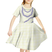 Hawaii Honohono Palaka Motifs Kid Short Sleeve Dress Hawaiian Orchid Lei
