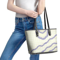 Hawaii Honohono Palaka Motifs Leather Tote Bag Hawaiian Orchid Lei LT14 - Polynesian Pride