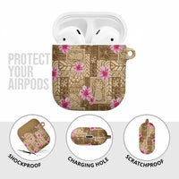 Beige Hawaii Hibiscus With Tropical Flowers Motifs AirPods Case - Polynesian Pride
