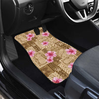 Beige Hawaii Hibiscus With Tropical Flowers Motifs Car Mats - Polynesian Pride