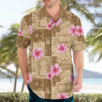 Beige Hawaii Hibiscus With Tropical Flowers Motifs Hawaiian Shirt - Polynesian Pride