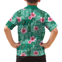 Cyan Hawaii Hibiscus With Tropical Flowers Motifs Hawaiian Shirt - Polynesian Pride