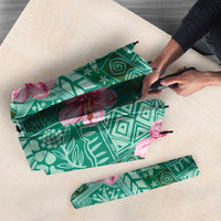 Cyan Hawaii Hibiscus With Tropical Flowers Motifs Umbrella LT14 - Polynesian Pride
